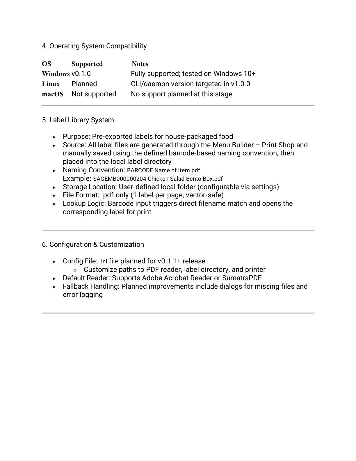 Label Program Technical Specification, page 2