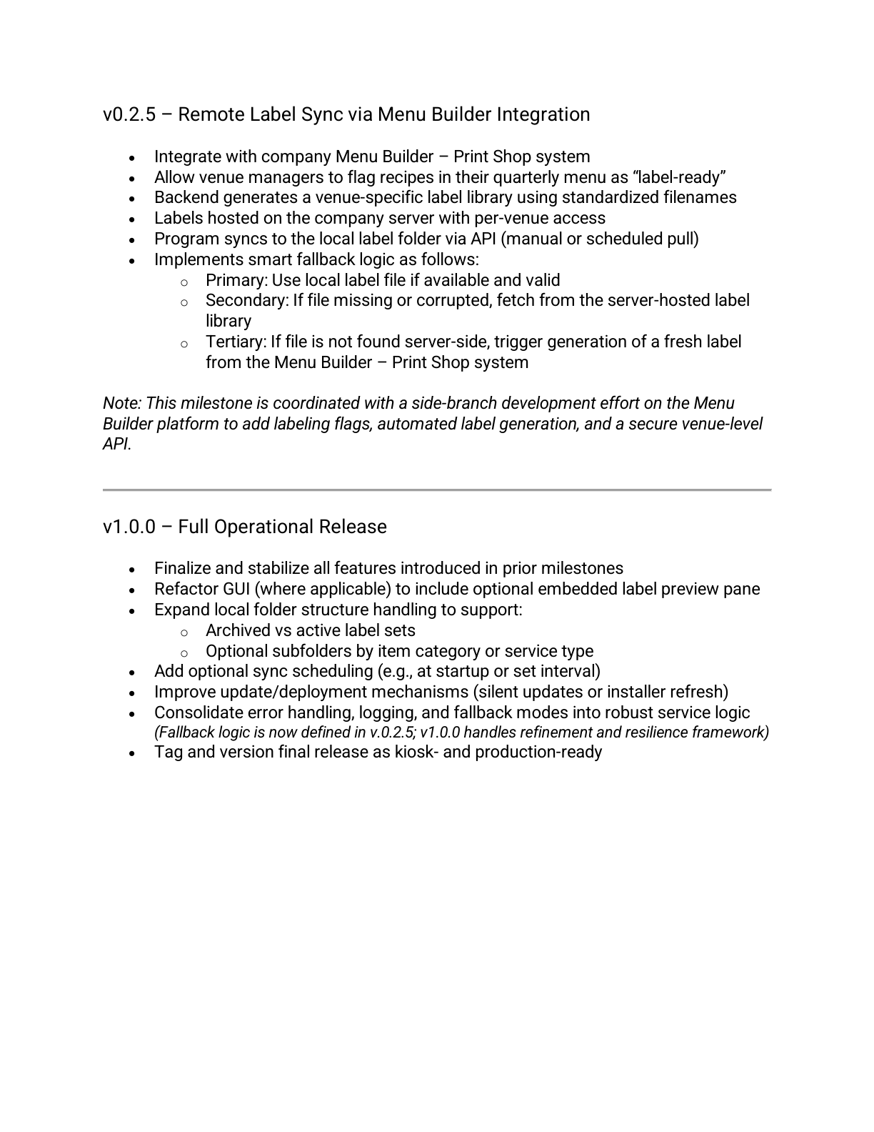Label Program Technical Specification, page 5